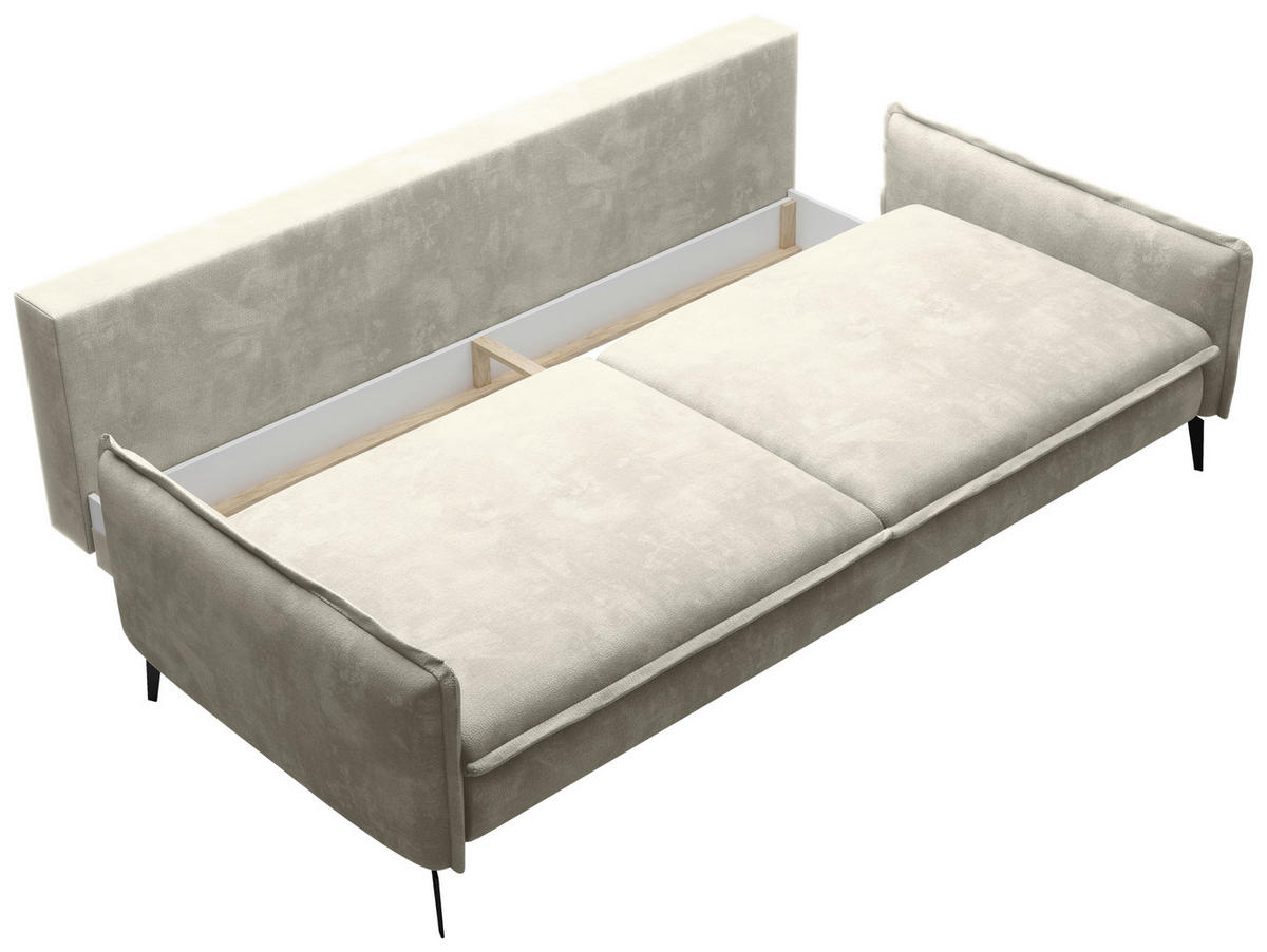 SCHLAFSOFA Chenille Hellbraun  - Hellbraun/Schwarz, KONVENTIONELL, Textil/Metall (223/89/107cm) - Carryhome