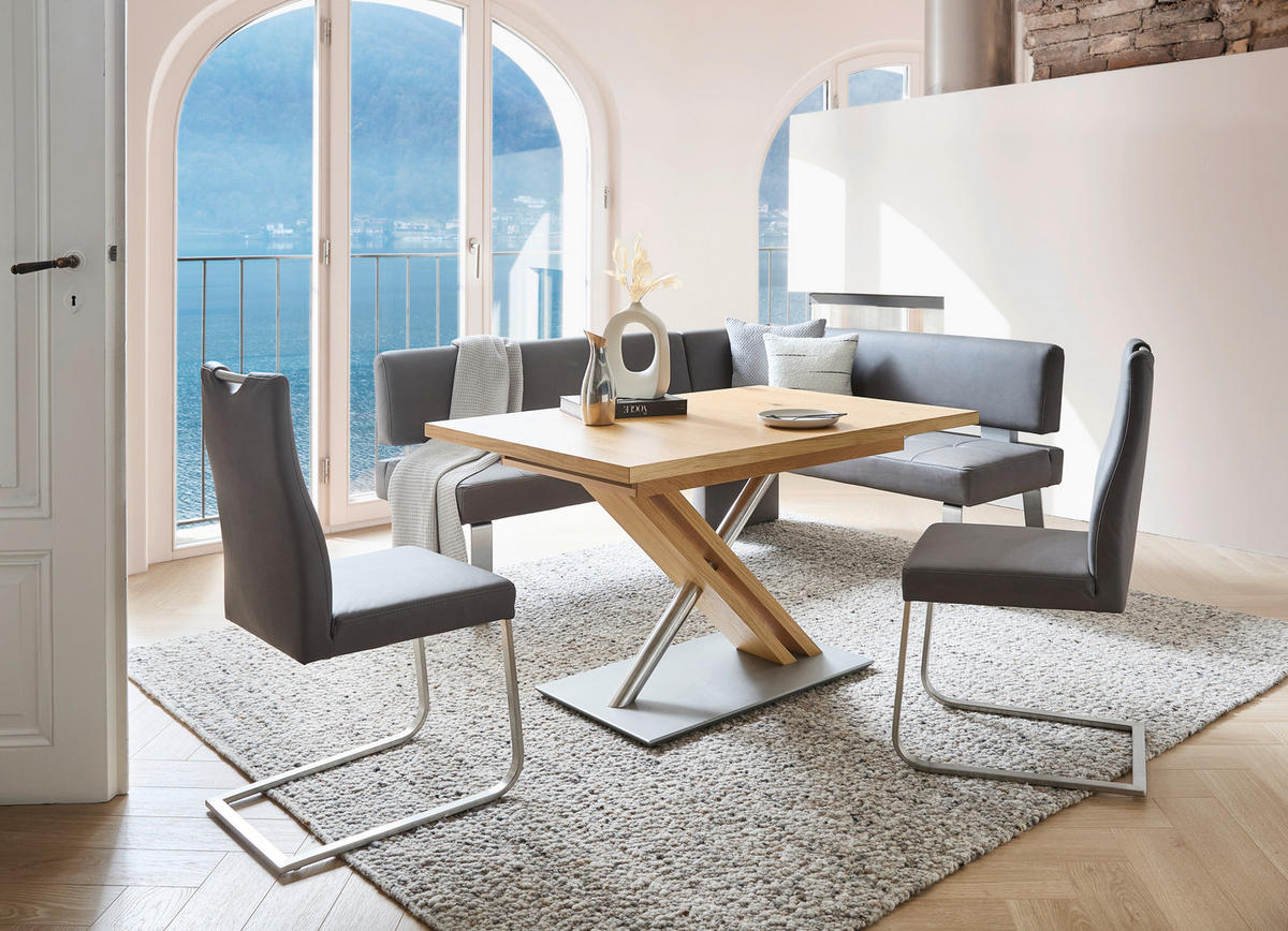 SCHWINGSTUHL  in Stahl Mikrofaser  - Edelstahlfarben, Design, Textil/Metall (47/100/61cm) - Moderano