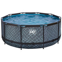 EXIT POOL STONE 360X122 360/122 cm  - Grau, KONVENTIONELL, Metall (360/122cm) - EXIT Toys