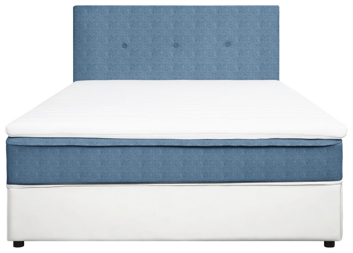 BOXBETT 120/200 cm  in Weiß, Hellblau  - Schwarz/Weiß, KONVENTIONELL, Holz/Textil (120/200cm) - Boxxx