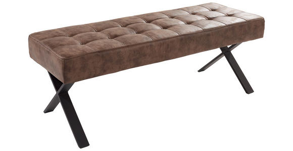 SITZBANK 140/48/45 cm Lederlook Braun Metall - Anthrazit/Braun, Trend, Textil/Metall (140/48/45cm) - Carryhome