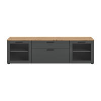 LOWBOARD  in 185/52/40 cm  - Schwarz/Eiche Artisan, Design, Glas/Holzwerkstoff (185/52/40cm) - MID.YOU