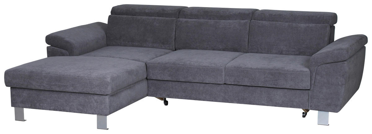 ECKSOFA in Webstoff Grau  - Silberfarben/Grau, Design, Textil/Metall (167/250cm) - Xora