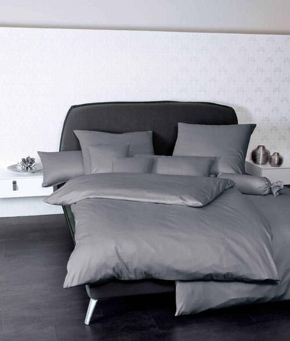 KOPFKISSENBEZUG Giacomo 40/60 cm  - Graphitfarben, Basics, Textil (40/60cm) - Janine