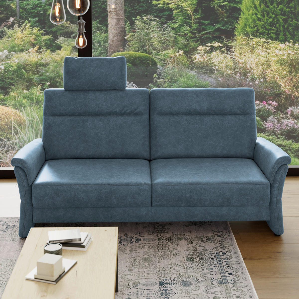 3,5-SITZER - Blaugrau/Schwarz, Konventionell, Kunststoff/Textil (205/98/91cm) - Elegando