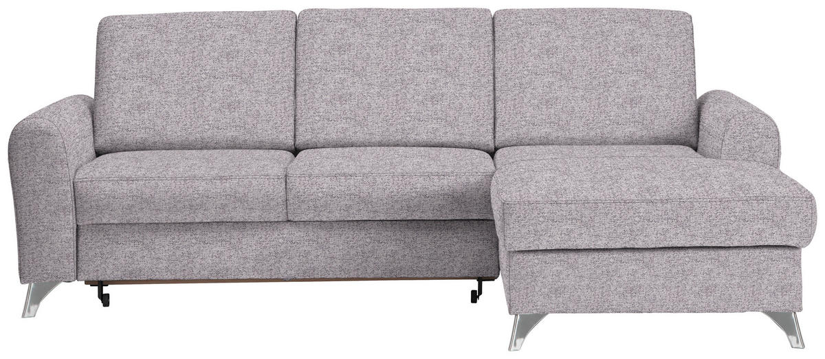 ECKSOFA Grau, Flieder Flachgewebe  - Silberfarben/Flieder, Design, Textil/Metall (244/167cm) - Cantus