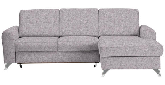 ECKSOFA Grau, Flieder Flachgewebe  - Silberfarben/Flieder, Design, Textil/Metall (244/167cm) - Cantus