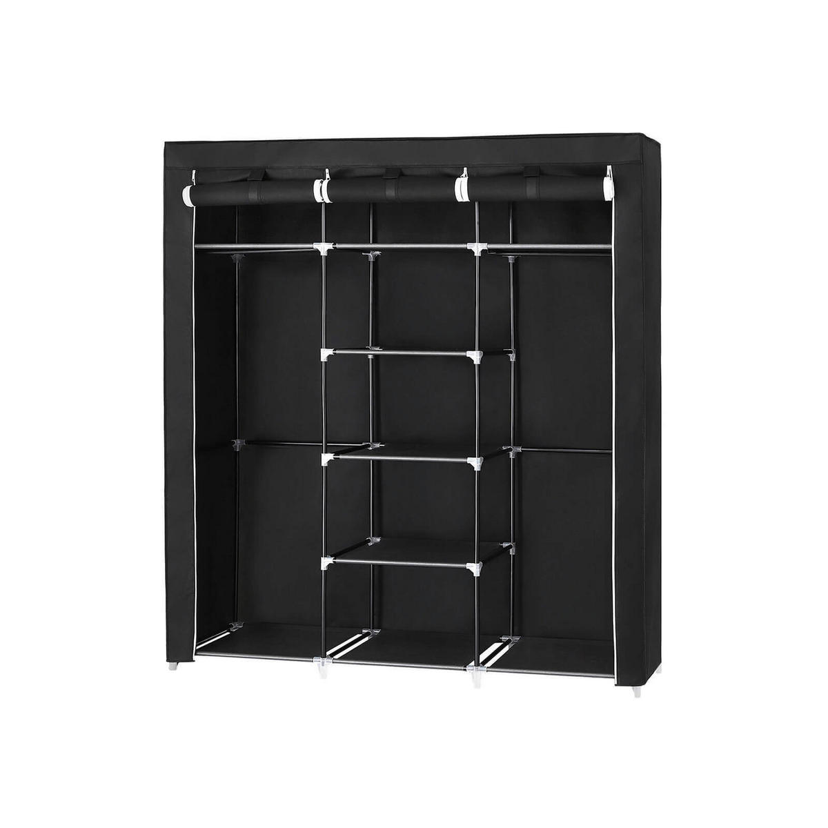 STOFFSCHRANK Schwarz  - Schwarz, Trend, Kunststoff/Textil (150/175/45cm) - Boxxx