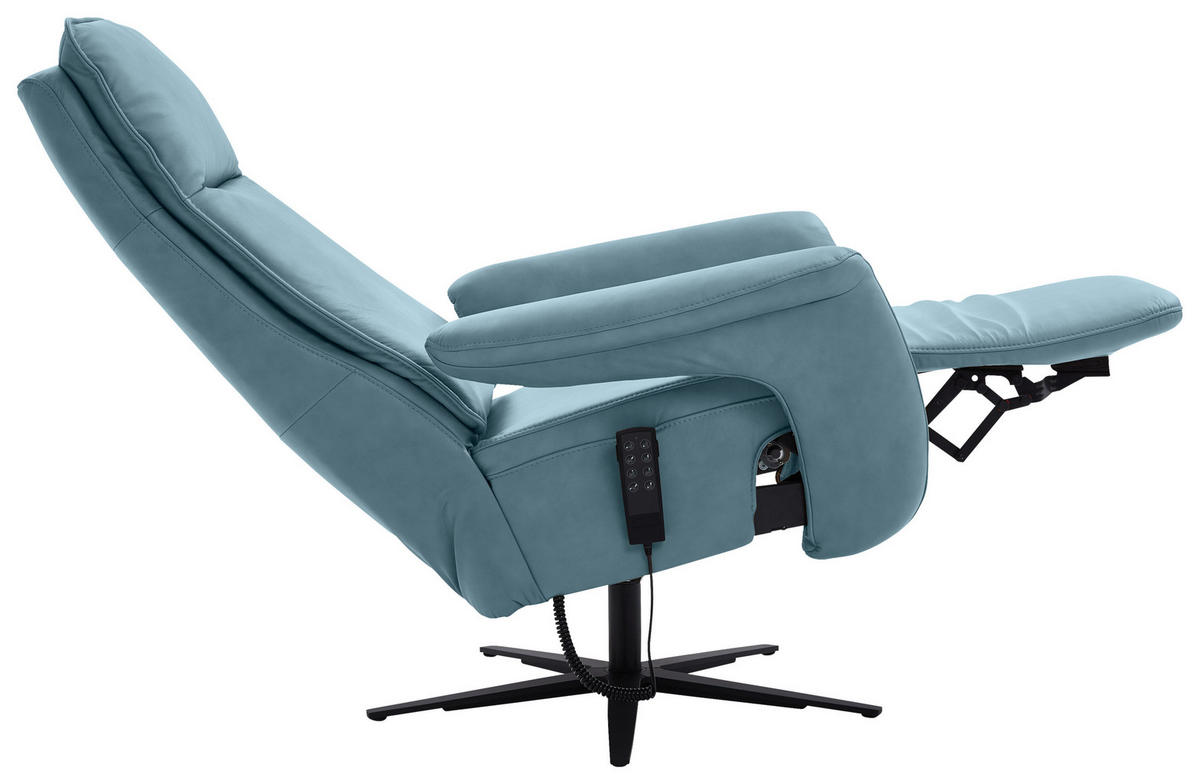 RELAXSESSEL in Leder Blau  - Blau/Schwarz, Design, Leder/Metall (83/123/87cm) - Valdera