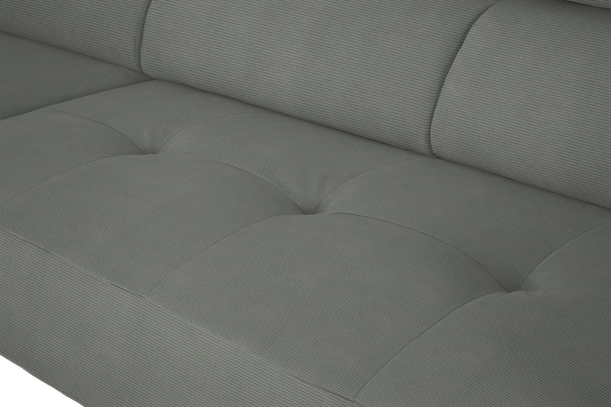 ECKSOFA in Feincord Hellgrau  - Hellgrau/Schwarz, Design, Textil/Metall (205/280cm) - MID.YOU