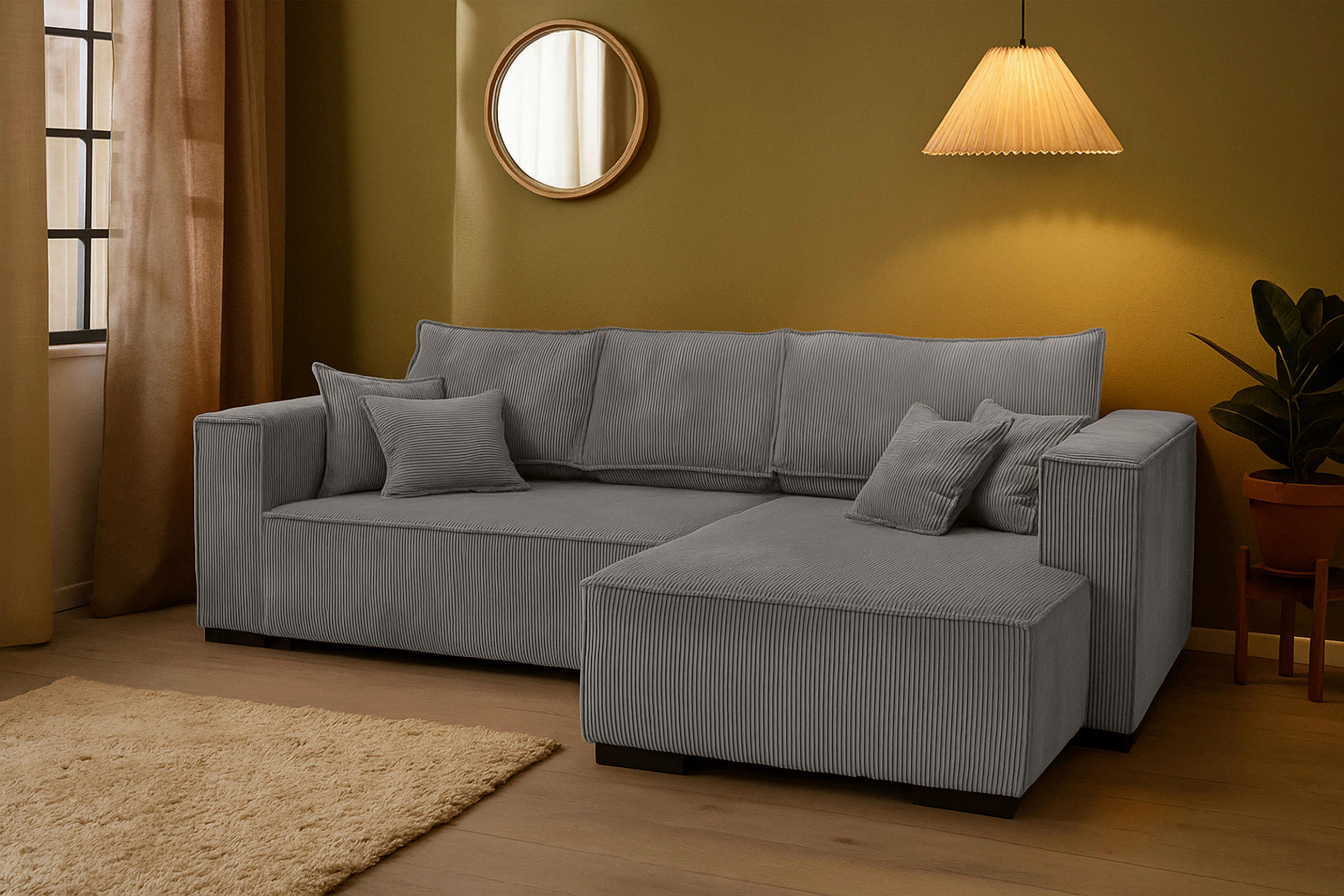 ECKSOFA in Cord Mokka  - Braun/Mokka, KONVENTIONELL, Holz/Textil (230/190cm) - Carryhome