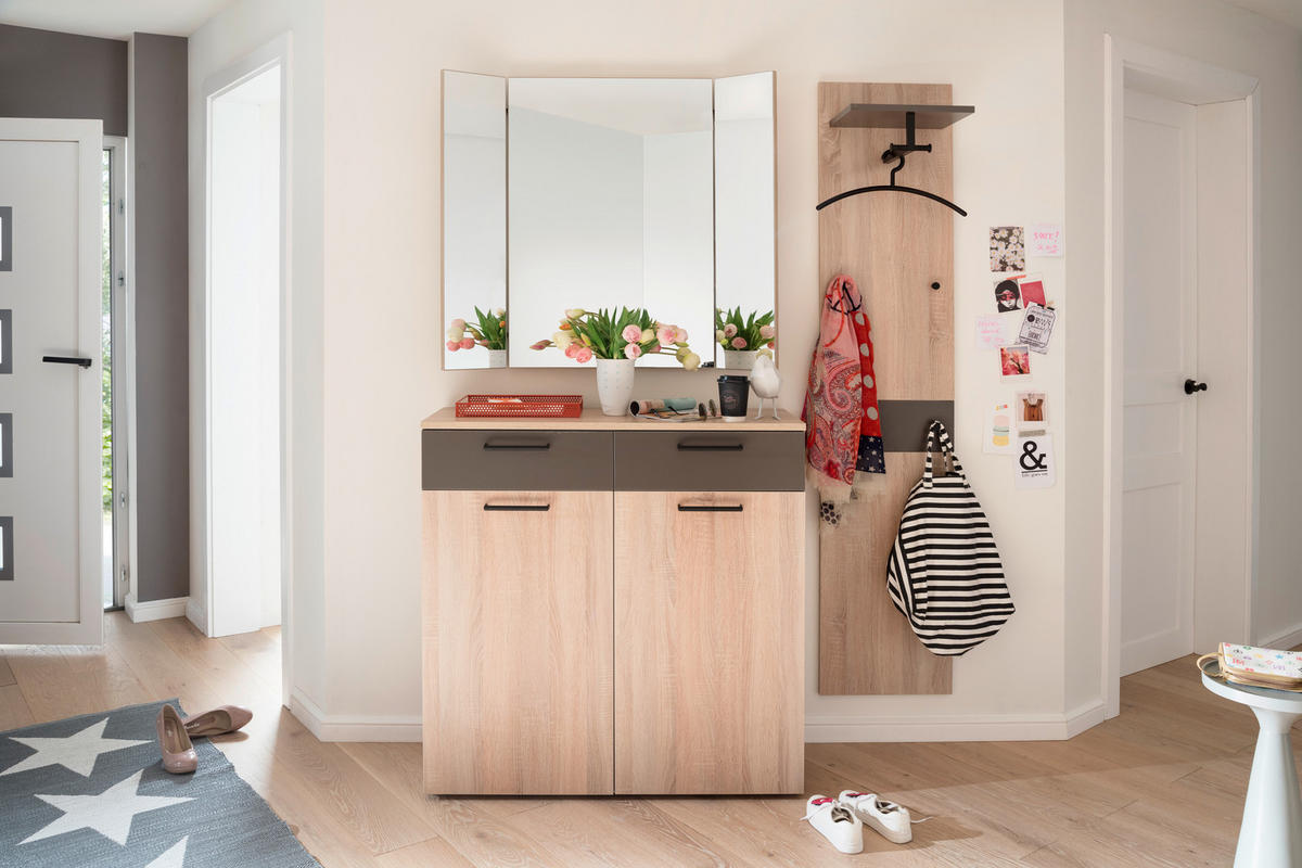 GARDEROBE 3-teilig  in 150/200/38 cm  - Eichefarben/Braun, Konventionell, Holzwerkstoff (150/200/38cm) - Moderano