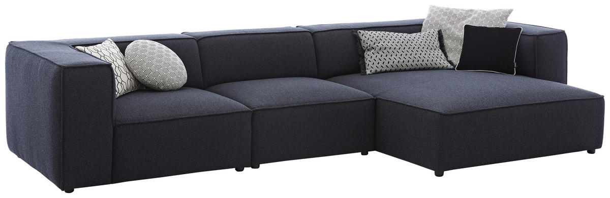 ECKSOFA in Flachgewebe Dunkelblau  - Schwarz/Dunkelblau, Design, Kunststoff/Textil (341/164cm) - W.Schillig