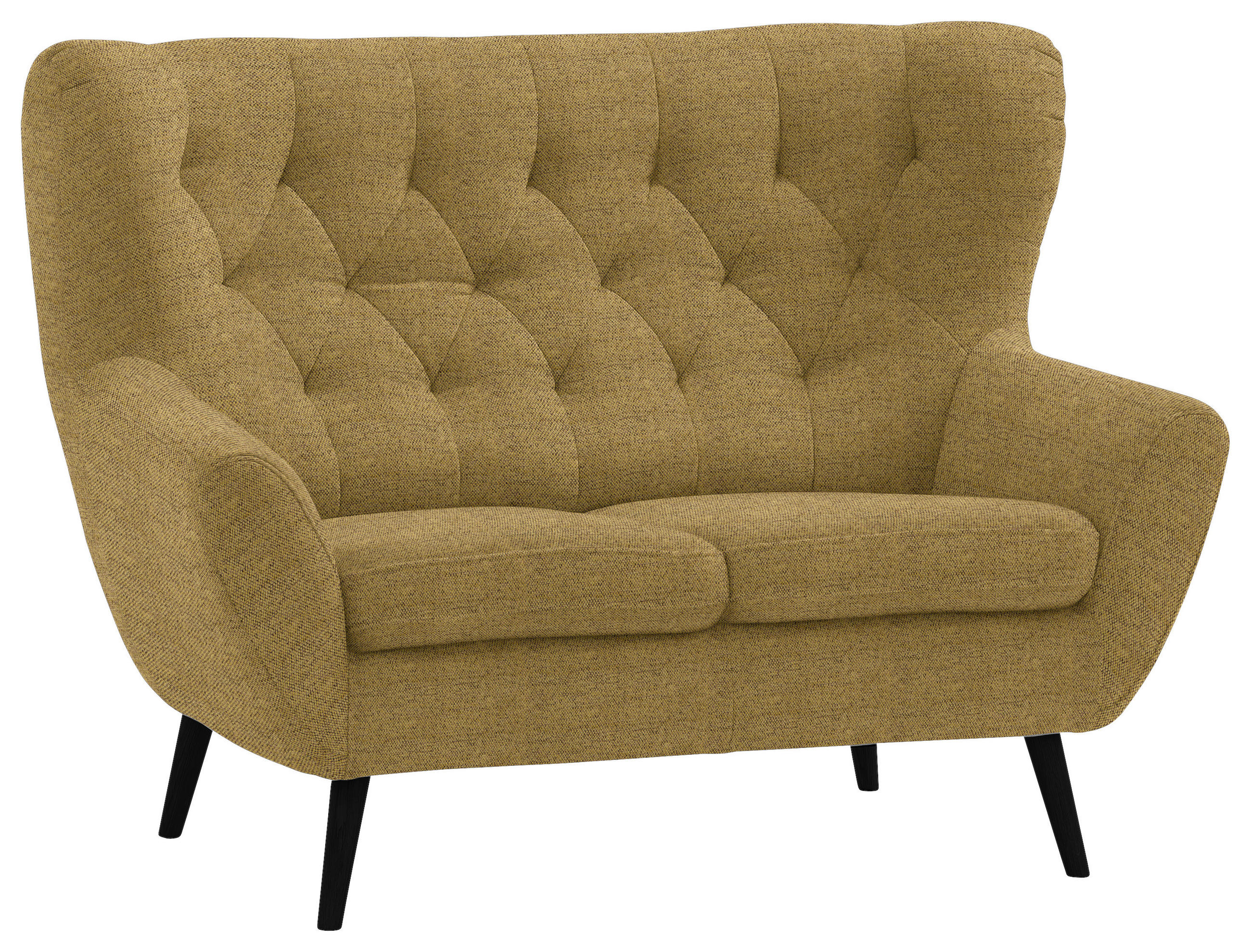 2-SITZER-SOFA Skagen in Webstoff Dunkelgelb  - Dunkelgelb/Schwarz, Design, Holz/Textil (137/101/95cm) - Stylife