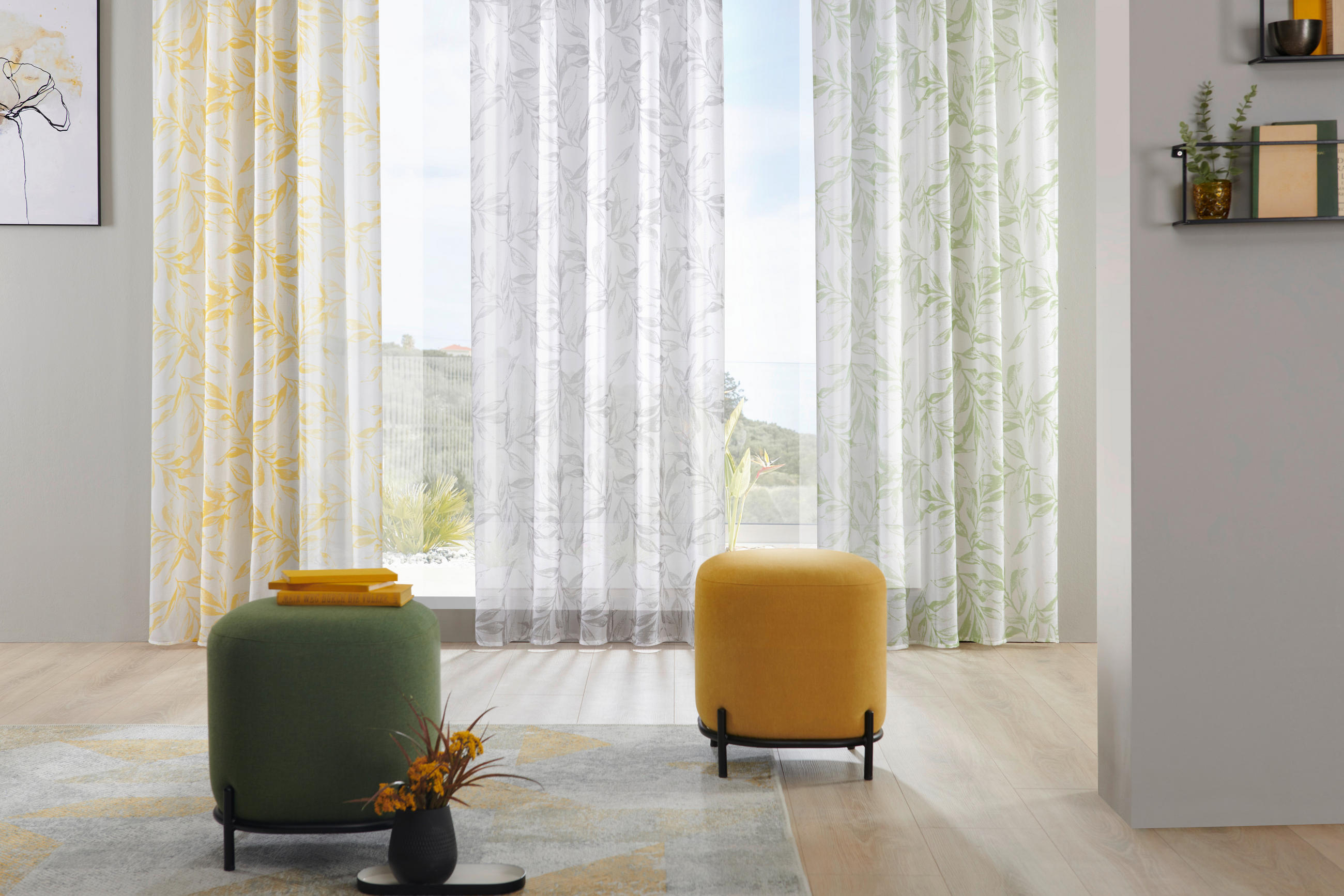 HOTOVÝ ZÁVES, polopriehľadné, 140/245 cm - zelená, Design, textil (140/245cm) - Esposa