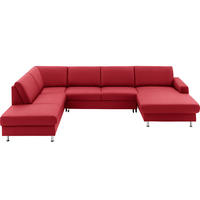 WOHNLANDSCHAFT in Echtleder Rot  - Rot/Alufarben, Design, Leder/Metall (233/339/165cm) - Beldomo Premium