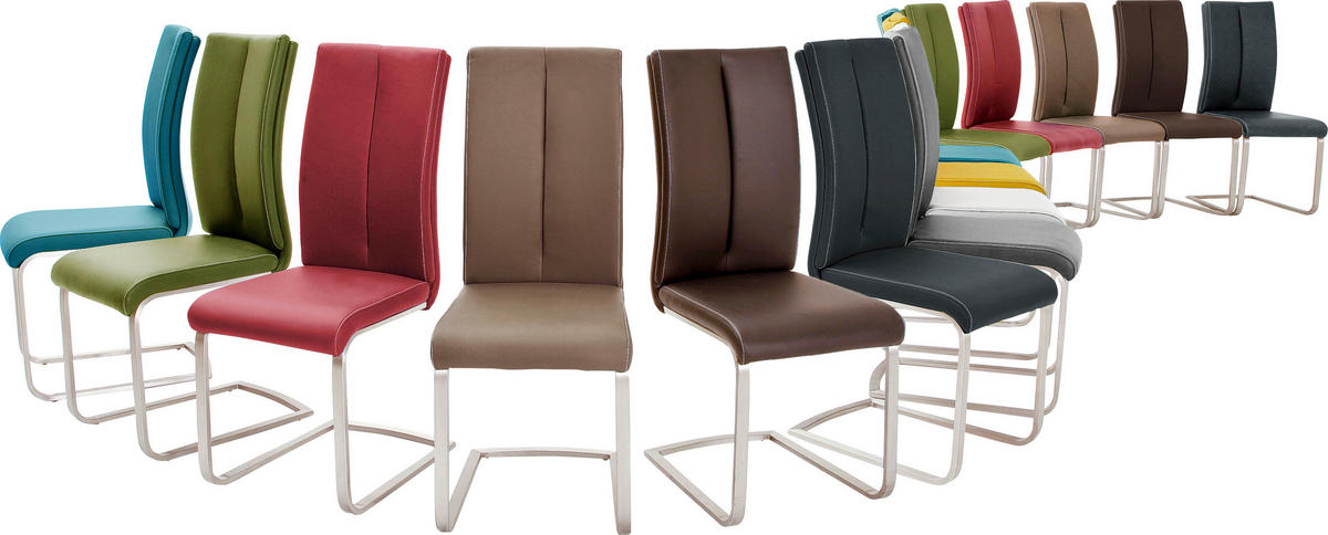 SCHWINGSTUHL  in Edelstahl Lederlook  - Edelstahlfarben/Creme, Design, Textil/Metall (42/104/61cm) - Novel