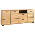 SIDEBOARD Wildeiche massiv Graphitfarben, Eiche Artisan, Wildeiche Beleuchtung, Einlegeböden  - Wildeiche/Graphitfarben, KONVENTIONELL, Holz/Holzwerkstoff (219/90/43cm) - Hom`in