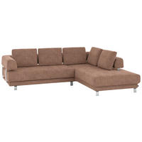 ECKSOFA in Chenille Hellbraun  277/235 cm  - Hellbraun, Design, Textil/Metall (277/235cm)