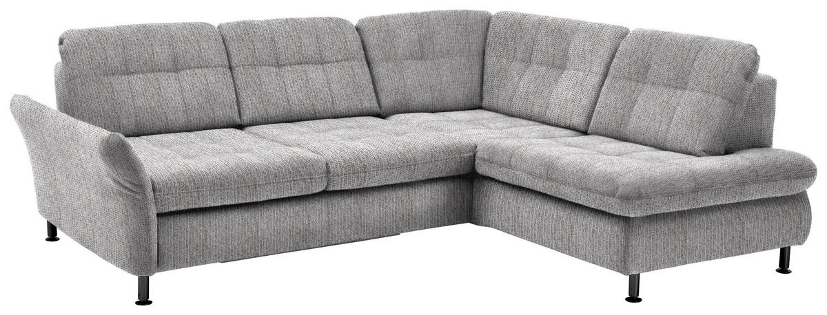 ECKSOFA in Webstoff Hellgrau  - Hellgrau/Schwarz, Konventionell, Textil/Metall (242/210cm) - Beldomo Style