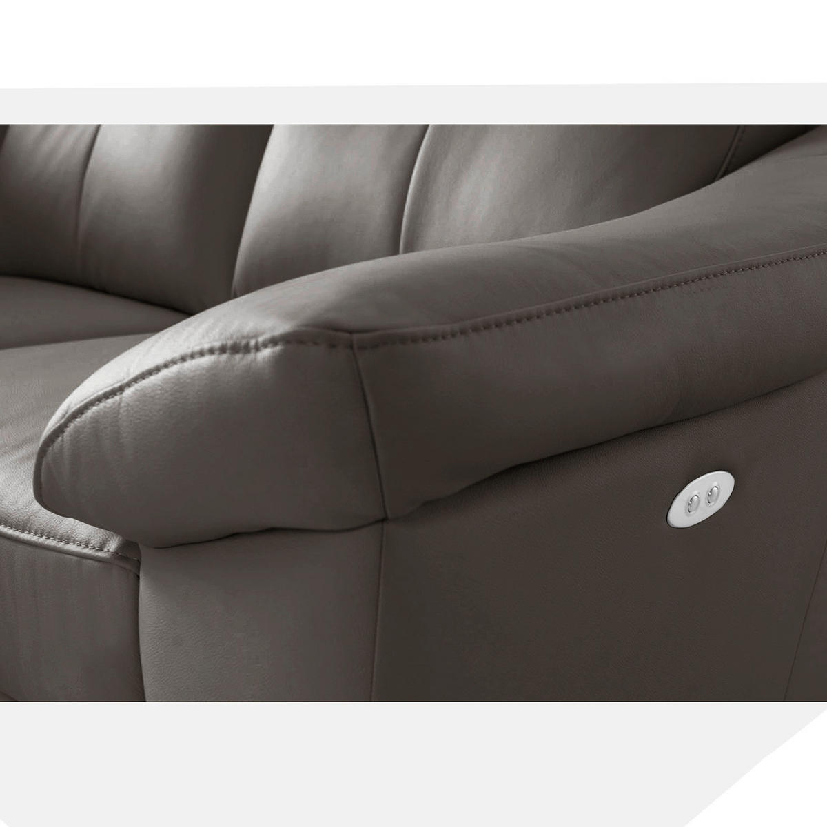 ECKSOFA Dunkelbraun Echtleder Lederlook  - Chromfarben/Dunkelbraun, Design, Leder/Textil (194cm) - Livetastic