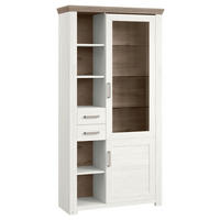 VITRINE  in Weiß, Eichefarben  - Eichefarben/Weiß, Design, Glas/Holzwerkstoff (104,5/206,6/42,2cm) - SetOne by Musterring