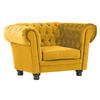 CHESTERFIELD-SESSEL Flachgewebe Gelb    - Dunkelbraun/Gelb, LIFESTYLE, Holz/Textil (130/79/93cm)