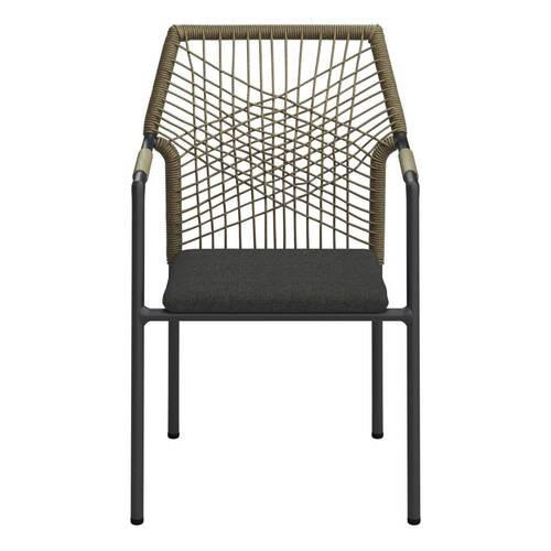 STAPELSESSEL Aluminium Anthrazit, Braun, Grau  - Dunkelgrau/Anthrazit, Design, Textil/Metall (63/87/57cm) - Ambia Garden