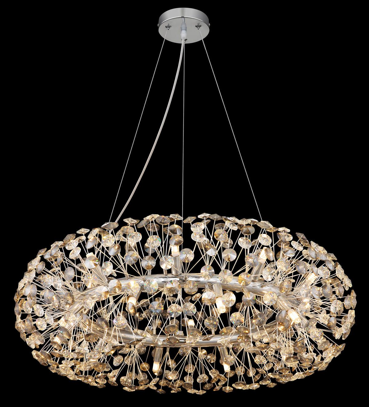 KRISTALL-HÄNGELEUCHTE 80/150 cm   - Klar/Chromfarben, LIFESTYLE, Glas/Kunststoff (80/150cm) - Globo