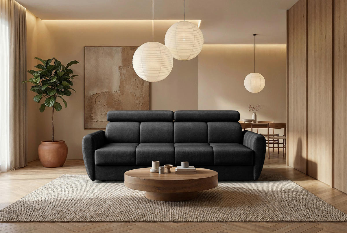 SCHLAFSOFA Flachgewebe Anthrazit  - Anthrazit/Schwarz, KONVENTIONELL, Textil/Metall (227/86-100/99cm) - Milino