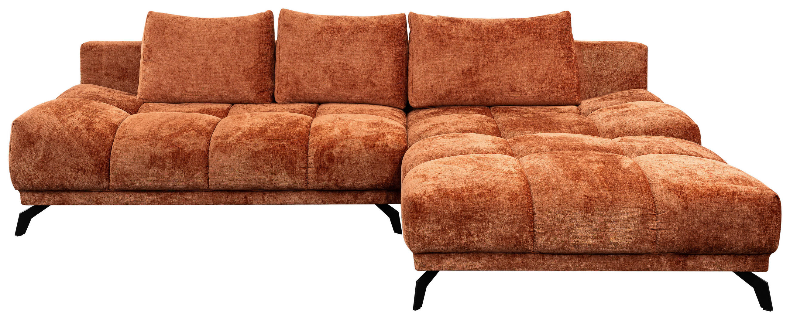 ECKSOFA  in Chenille Rostfarben  290/182 cm  - Rostfarben/Schwarz, MODERN, Textil/Metall (290/182cm) - Hom`in