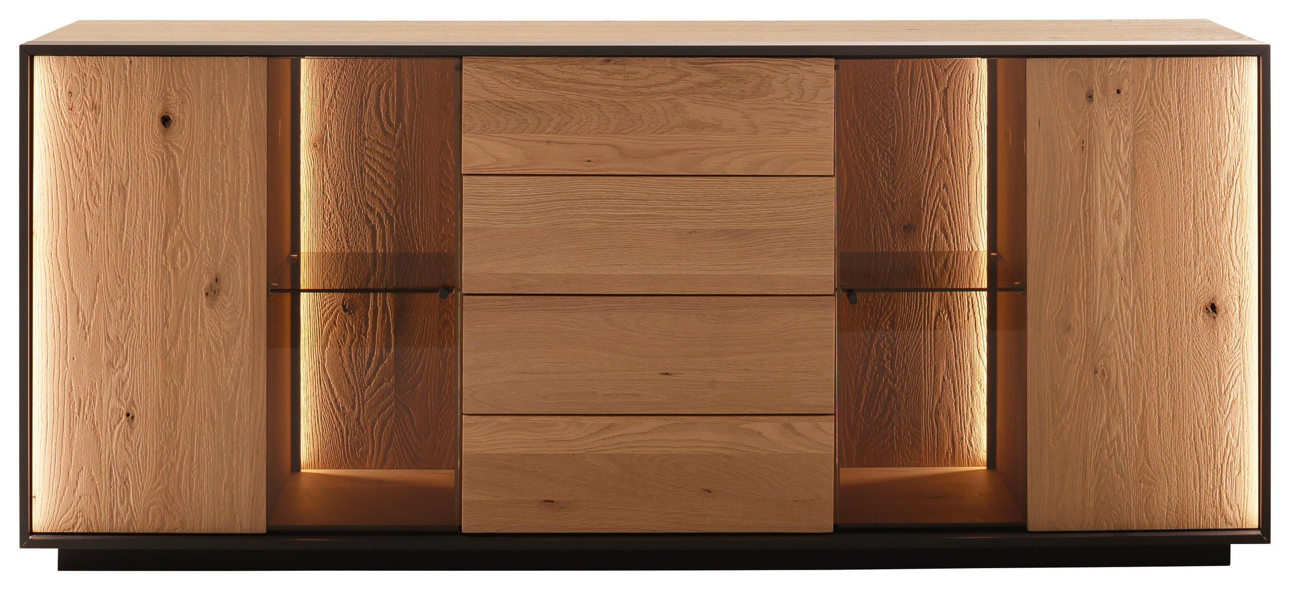 SIDEBOARD Eichefarben  192/82/45 cm  - Eichefarben/Anthrazit, Design, Glas/Holz (192/82/45cm) - Schöner Wohnen