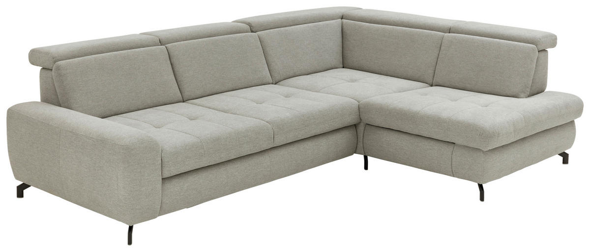 ECKSOFA Ecru Chenille  - Ecru/Schwarz, Design, Textil/Metall (310/220cm) - Beldomo Style
