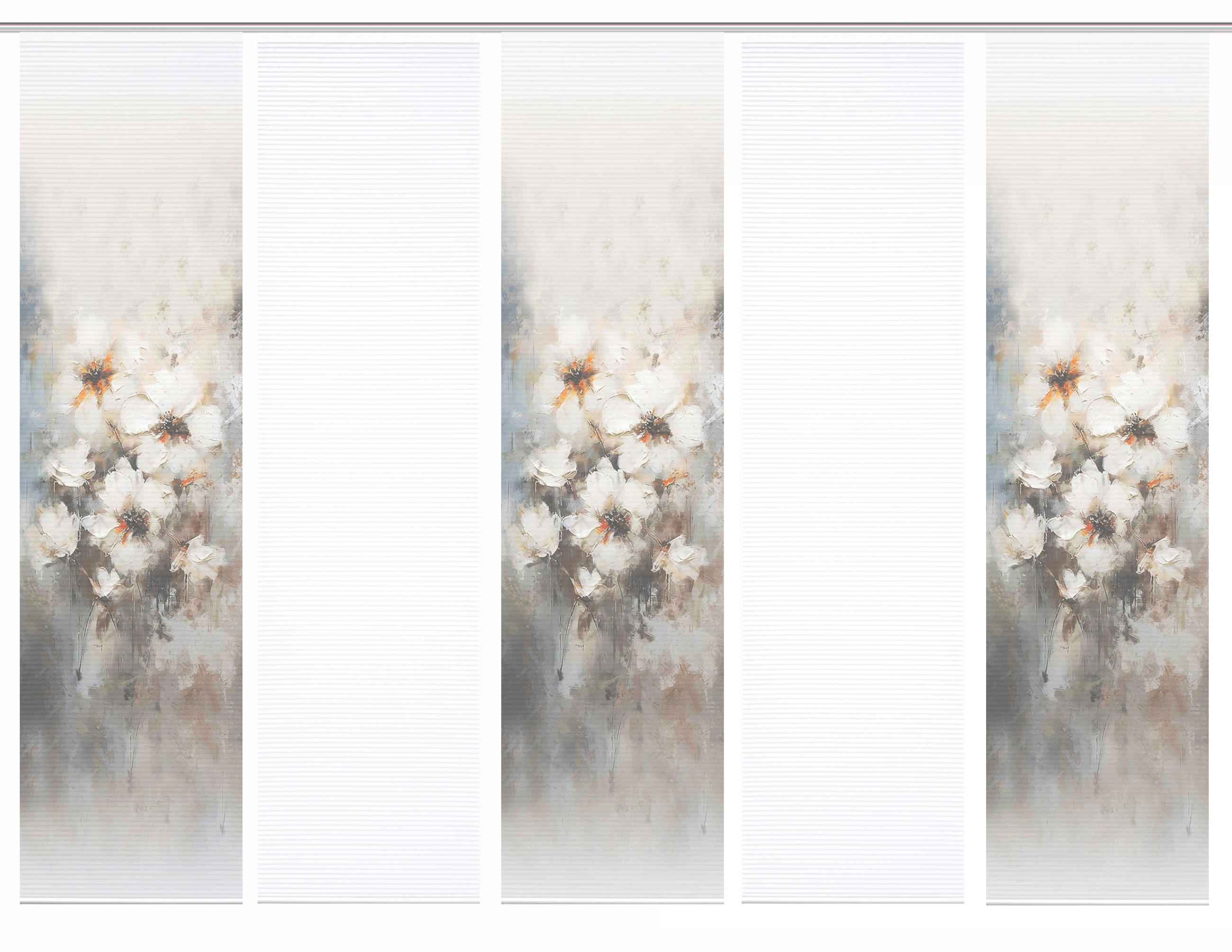 XXXLutz Flächenvorhang Aristea Natur, Weiß, Hellgrau 60x245 cm