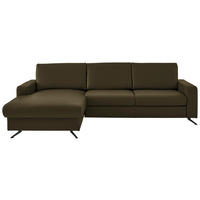 ECKSOFA in Echtleder Grün  - Schwarz/Grün, Design, Leder/Metall (165/267cm) - Lomoco