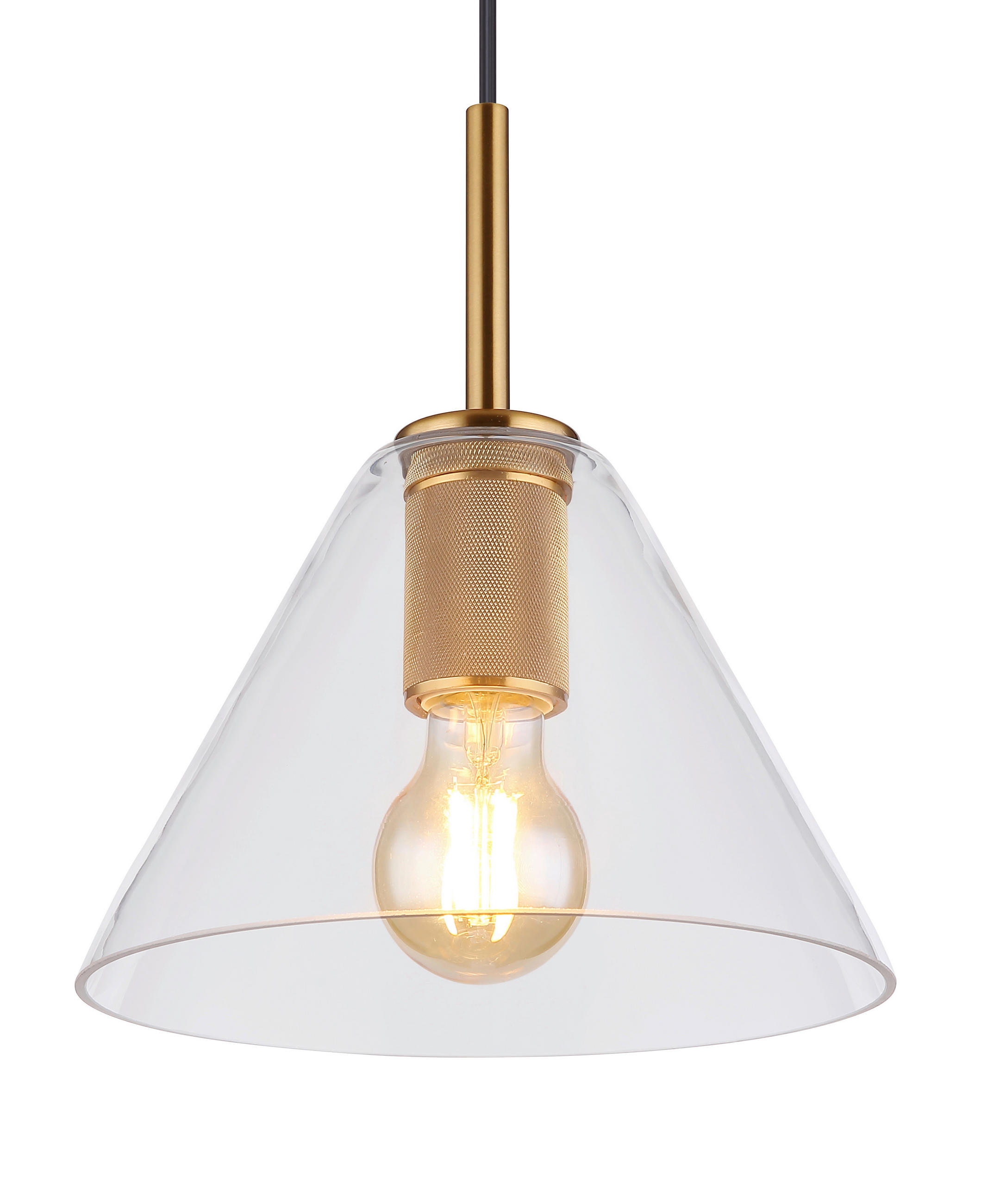 HÄNGELEUCHTE Adara 22,5/120 cm   - Klar/Messingfarben, Design, Glas/Metall (22,5/120cm) - Globo