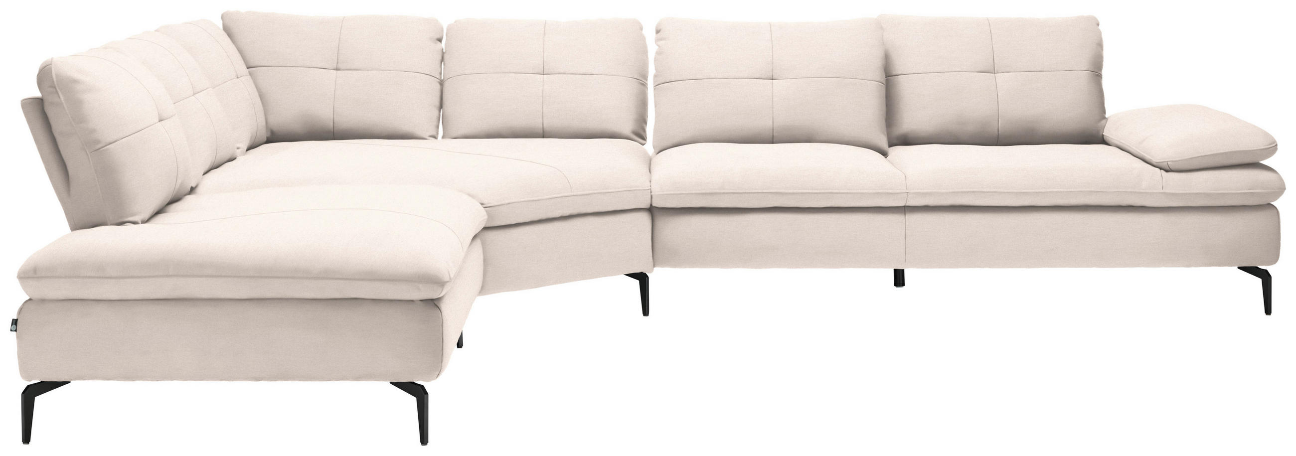 ECKSOFA in Flachgewebe Creme  - Creme/Schwarz, Design, Textil/Metall (271/344cm) - Chilliano