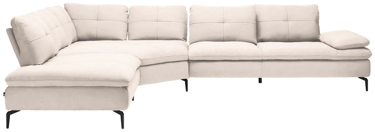ECKSOFA in Flachgewebe Creme  - Creme/Schwarz, Design, Textil/Metall (271/344cm) - Chilliano
