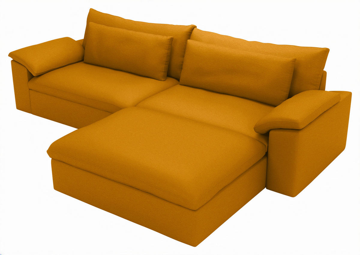ECKSOFA Flachgewebe Currygelb  - Currygelb/Schwarz, Modern, Kunststoff/Textil (306/198cm) - Carryhome