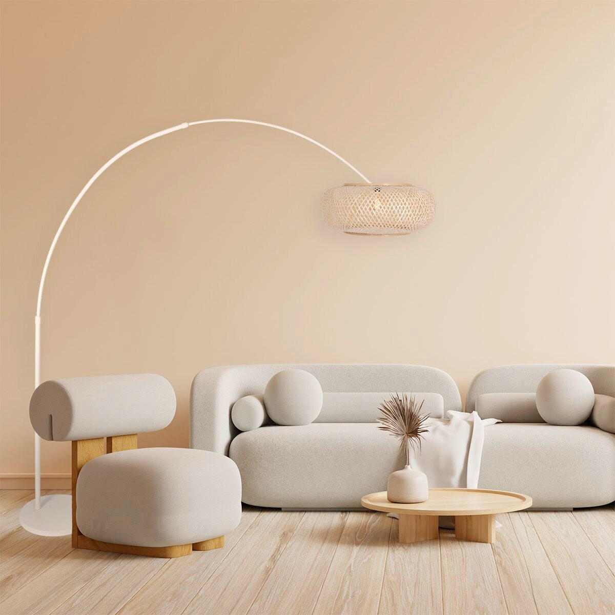 STEHLEUCHTE SPARKELD LIGHT 50/240/230 cm Modern  - Beige/Creme, Trend, Naturmaterialien/Metall (50/240/230cm)
