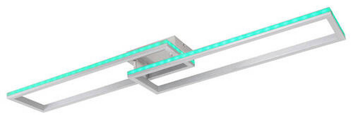 LED-DECKENLEUCHTE 40 W    119,5/25,5/10 cm  - Silberfarben/Opal, Design, Kunststoff/Metall (119,5/25,5/10cm) - Globo