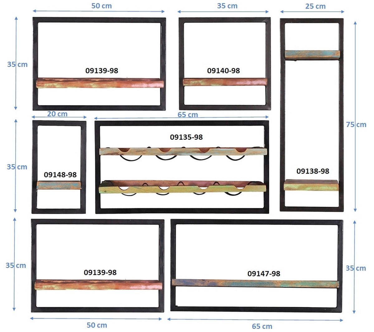 WANDREGALSET 120/110/25 cm  - Multicolor/Schwarz, Design, Holz/Metall (120/110/25cm) - MID.YOU