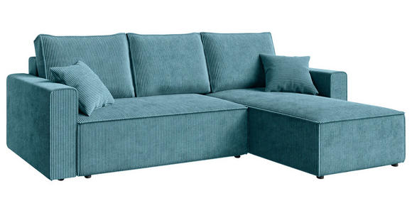 ECKSOFA Türkis Cord  - Türkis/Schwarz, KONVENTIONELL, Kunststoff/Textil (241/138cm) - Carryhome
