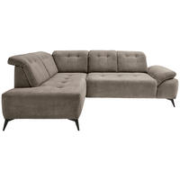 ECKSOFA 200/272 cm  in Cord Graubraun Kopfteilverstellung, Sitzvorzug  200/272 cm  - Graubraun/Schwarz, MODERN, Textil/Metall (200/272cm) - Livetastic