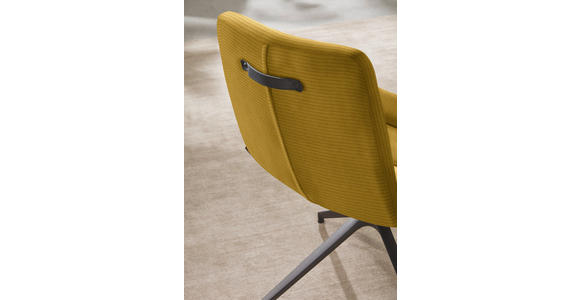 ARMLEHNSTUHL  in Cord  - Gelb/Schwarz, Design, Textil/Metall (61/88/66cm) - Dieter Knoll