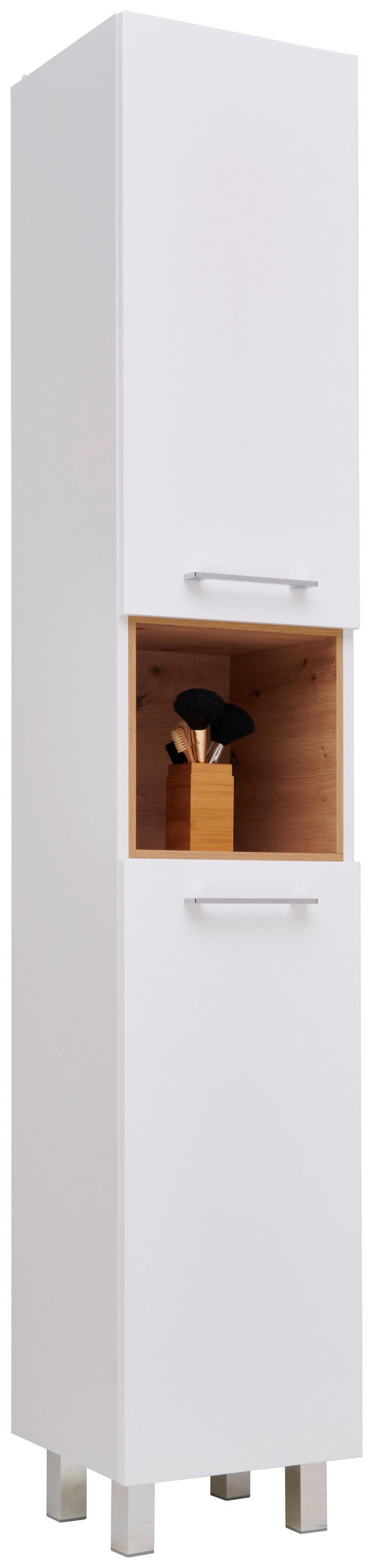 Badezimmer Hochschrank Mura 35x173,5 Cm Weiß/eiche Dekor