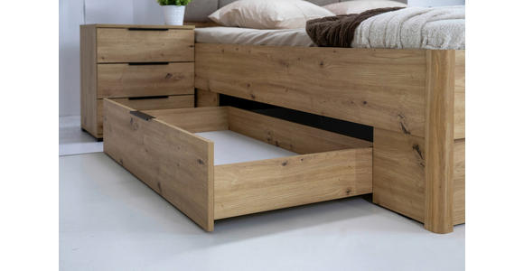 BETT 180/200 cm in Eiche Artisan - Taupe/Eiche Artisan, KONVENTIONELL, Holzwerkstoff/Textil (180/200cm) - Carryhome