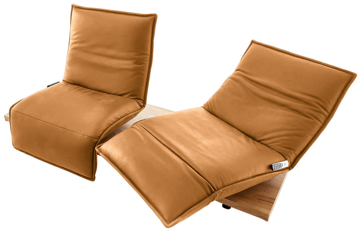 2-SITZER-SOFA in Leder Currygelb  - Currygelb/Eichefarben, Natur, Leder/Holz (240/63/115cm) - Koinor
