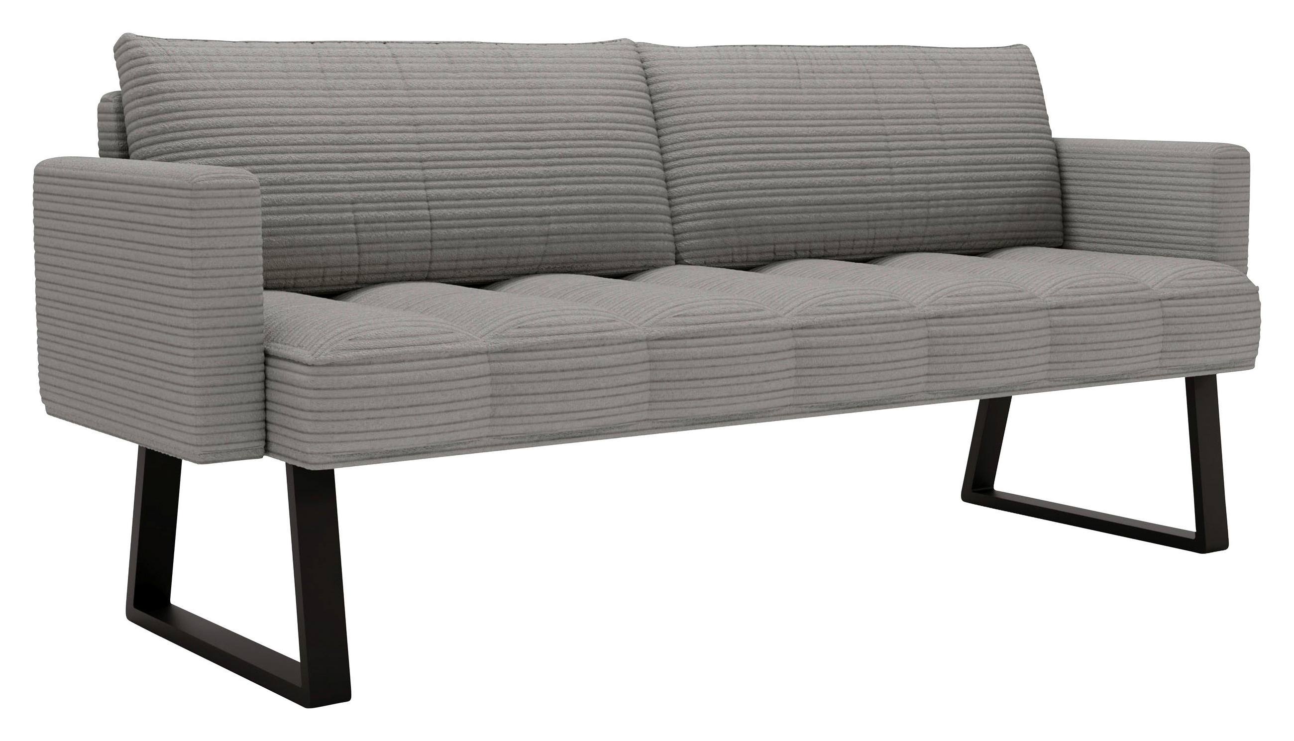SITZBANK 200/88/69 cm Struktur Grau Metall  - Schwarz/Grau, Design, Textil/Metall (200/88/69cm) - Valdera