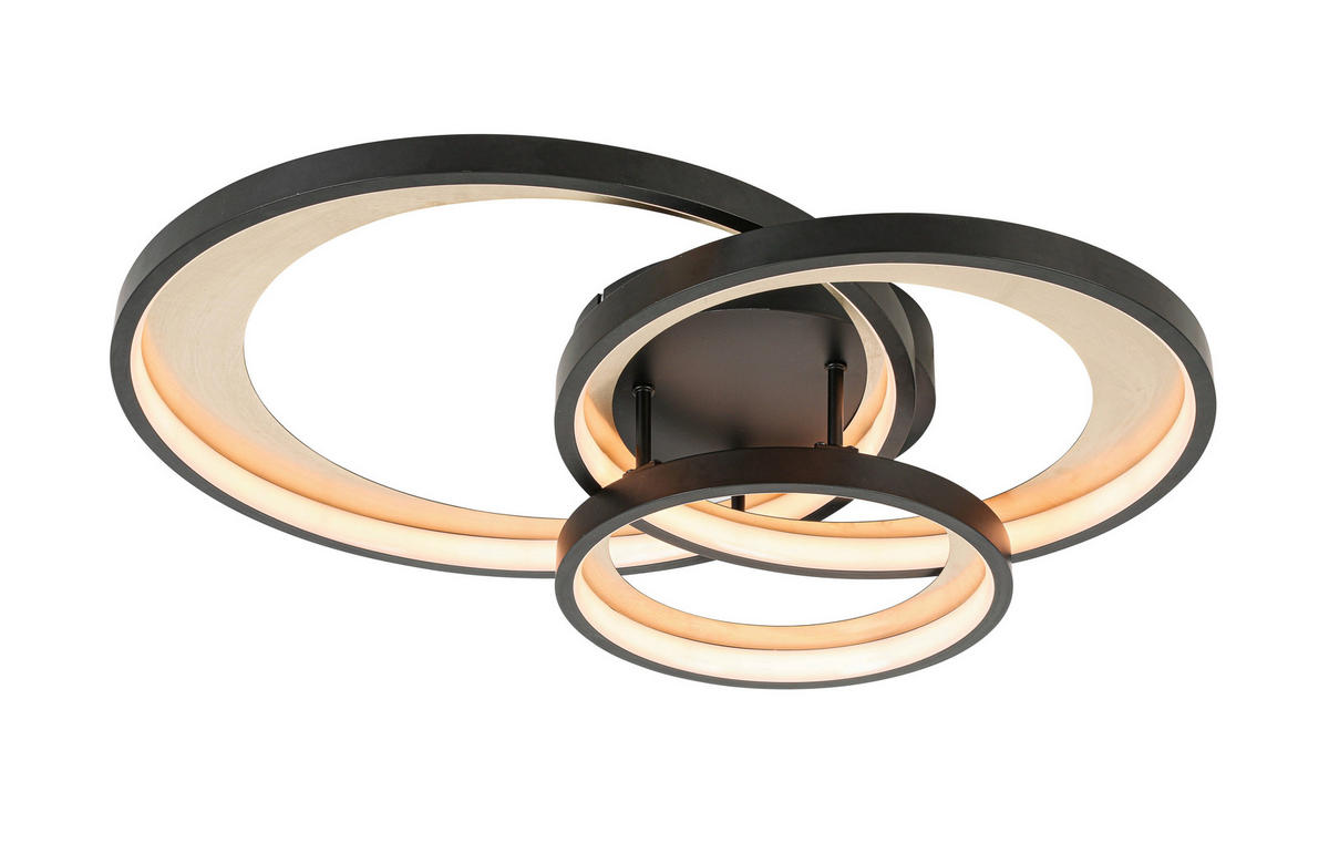 LED-DECKENLEUCHTE 54,2/46,8/11 cm    - Messingfarben/Schwarz, Design, Kunststoff/Metall (54,2/46,8/11cm) - Novel